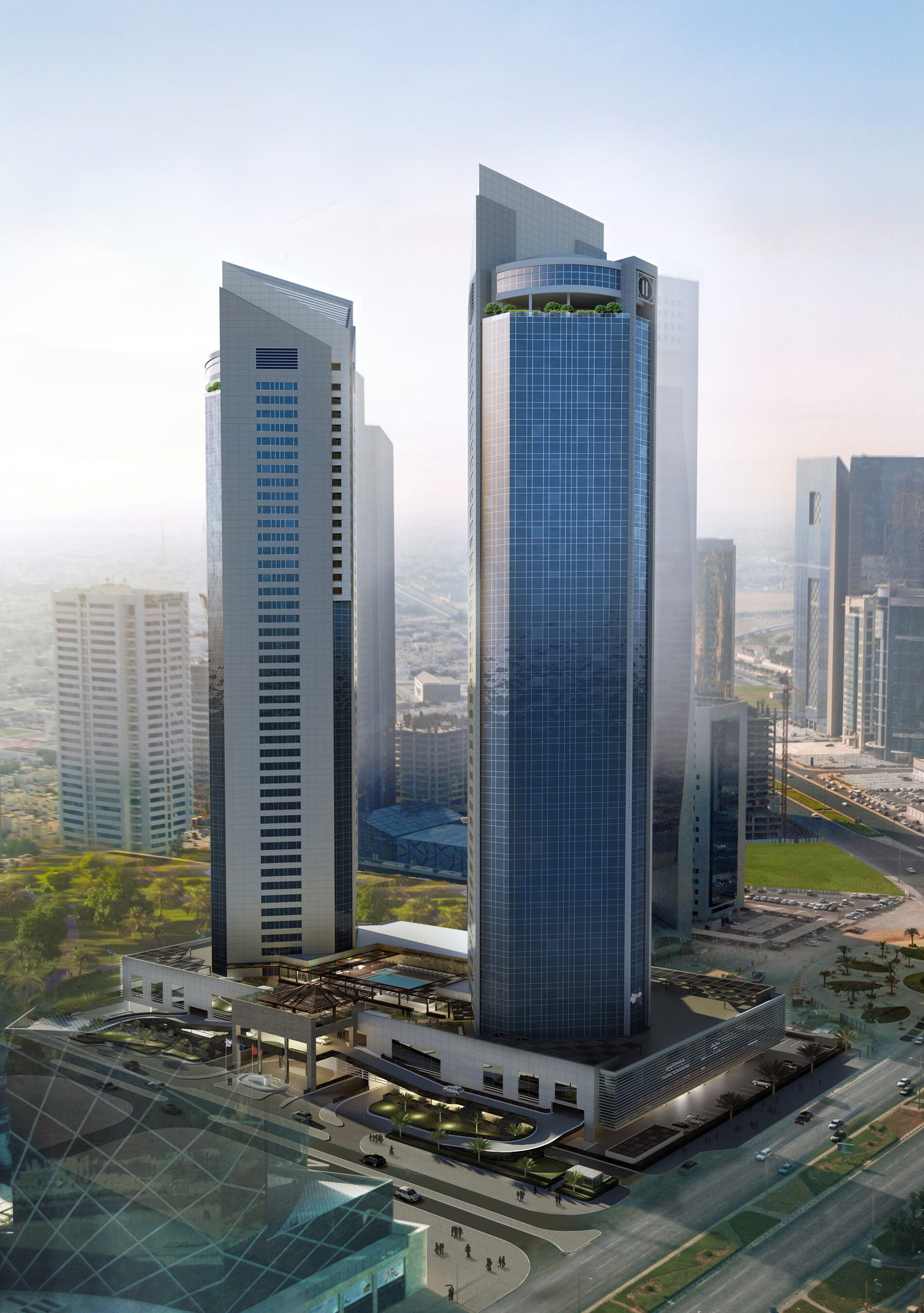 Twin residential and hospitality towers